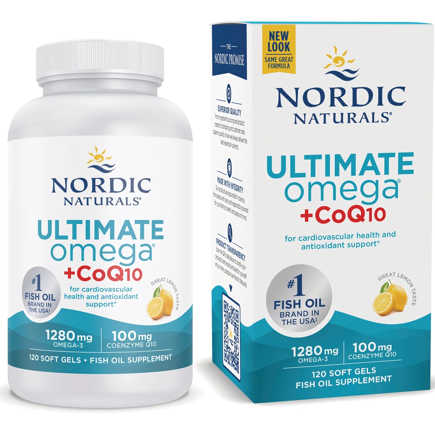 Nordic Naturals Ultimate Omega + CoQ10 1280mg 180 Soft Gels Pack of 2