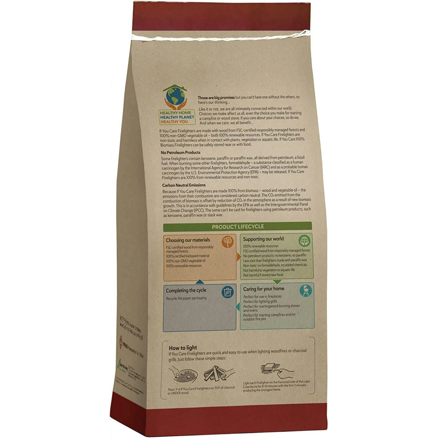 Packaging Detail: Eco-friendly, unbleached paper packaging. Back view