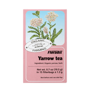 Floradix Yarrow Herbal Tea box showing 15 organic teabags.