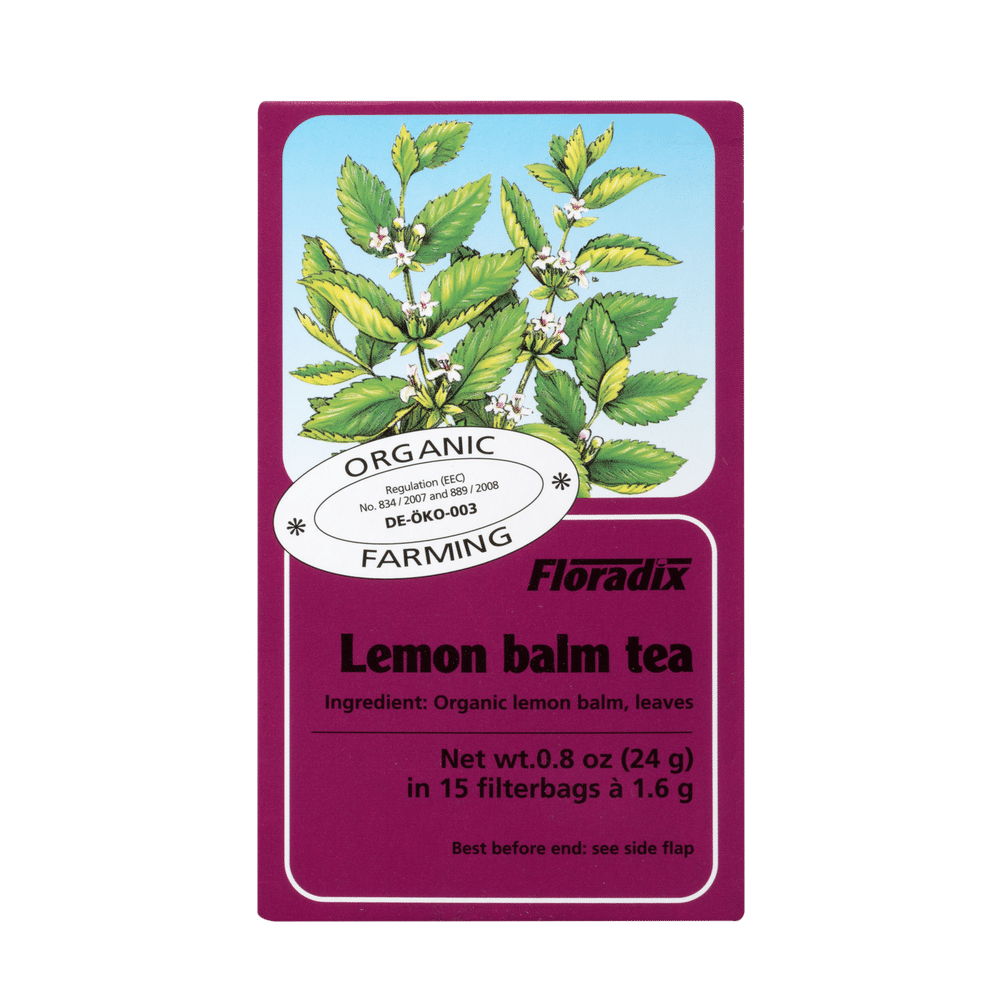 Floradix Organic Lemon Balm Herbal Tea box, 15 teabags.