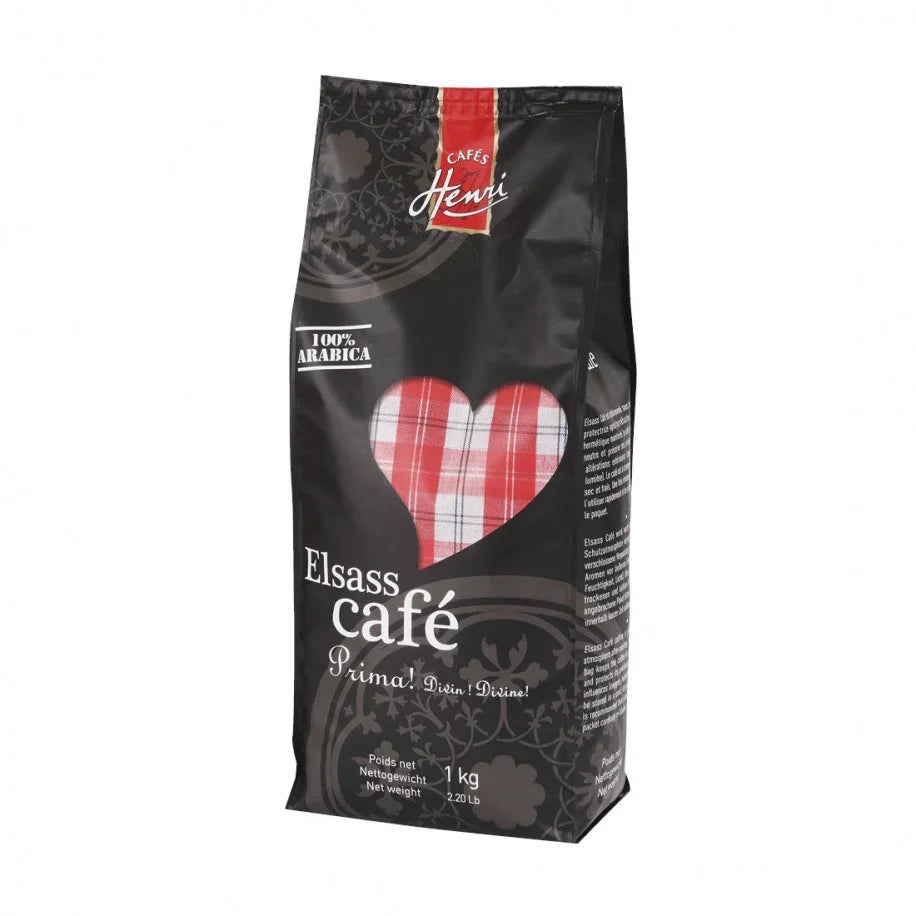 Cafés Henri Elsass Café Prima 100% Arabica coffee beans 1kg whole bean bag packaging front