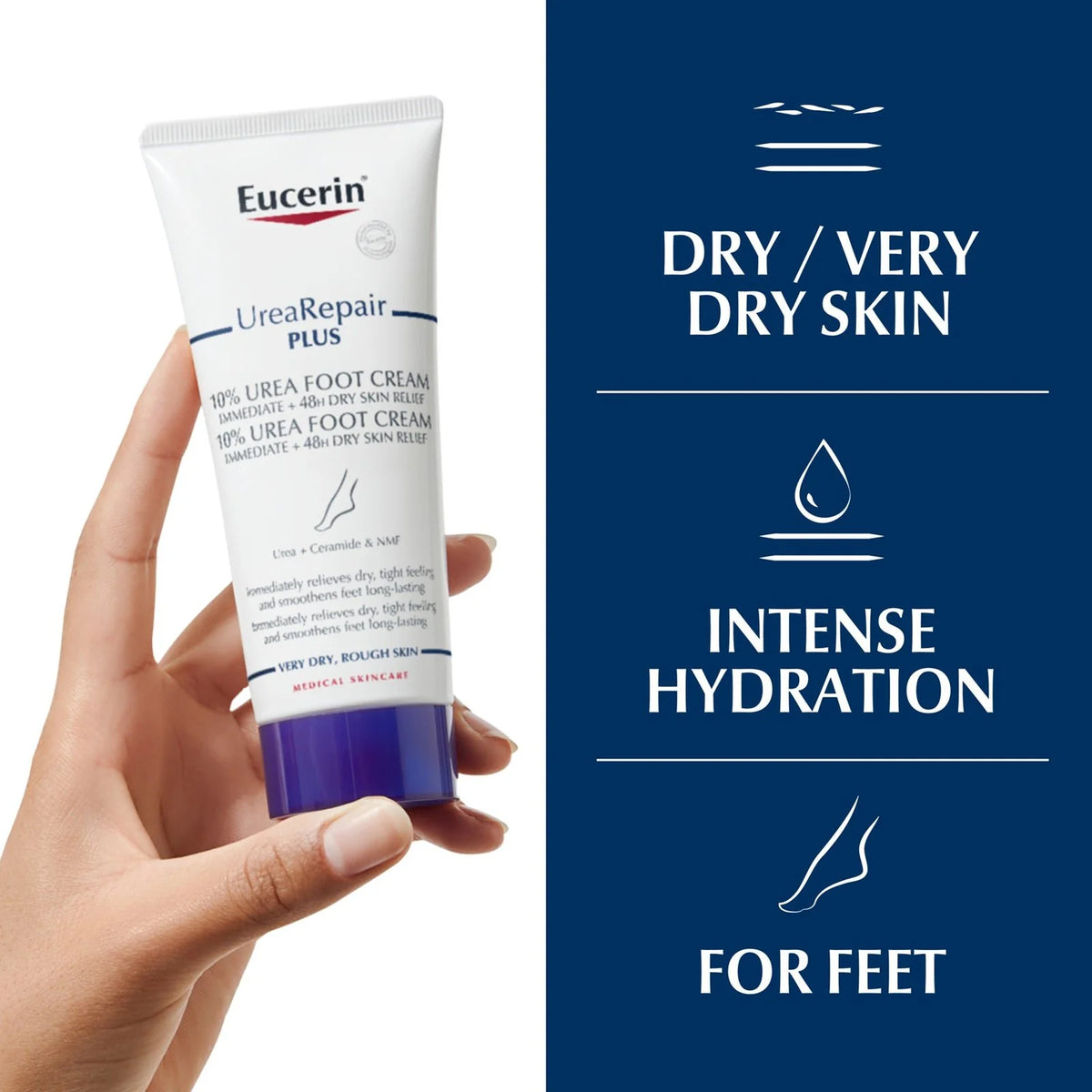 Eucerin UreaRepair Plus 10% Urea foot cream no fragrance 100ml tube product information