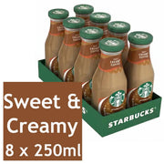 Front image: Starbucks Frappuccino Sweet Creamy Iced Coffee Drink bottles 8 x 250ml multipack