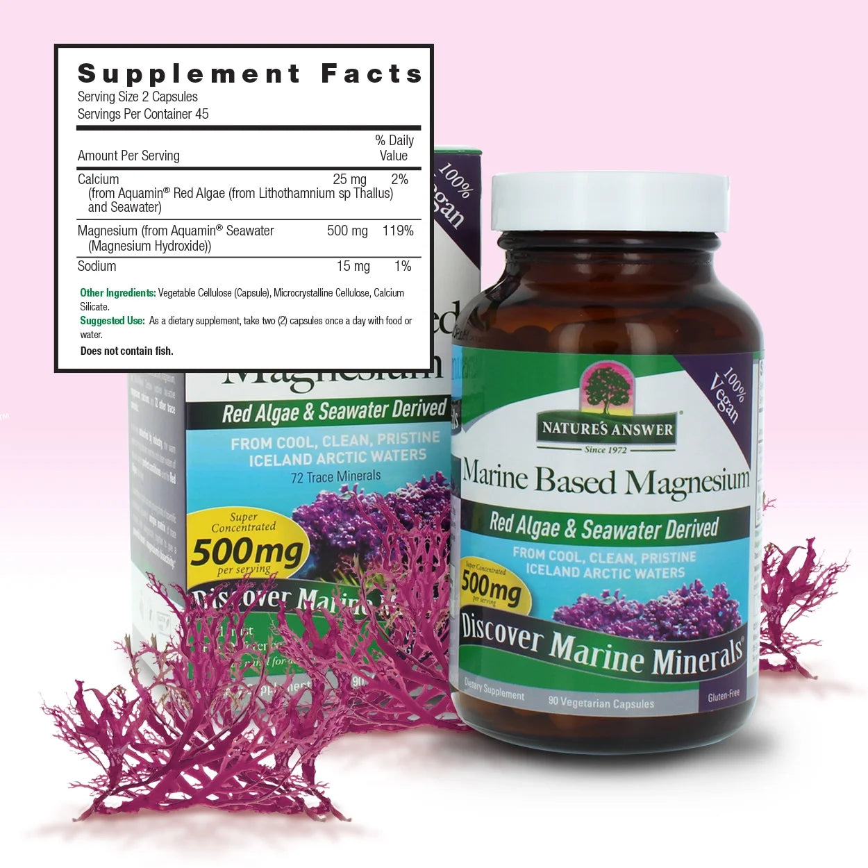 Nature's Answer Marine Magnesium Capsules 90 count supplement facts and directions