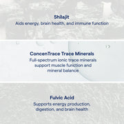 Trace Minerals Shilajit Resin Honey Sticks 30 sticks supplement facts and ingredients panel