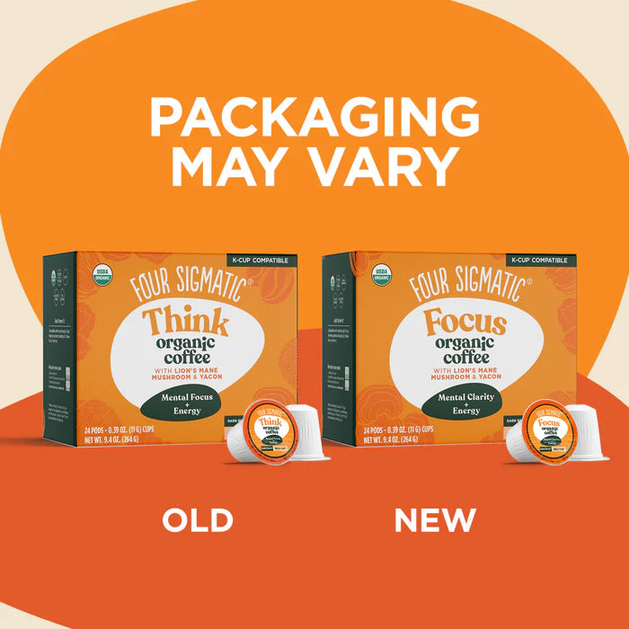 Four Sigmatic Organic Coffee Pods, Dark Roast - 24 Count. Packaging may vary.