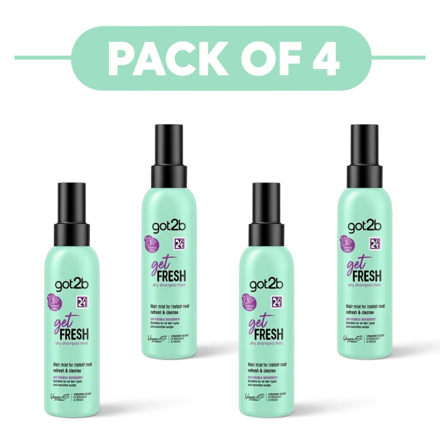 got2b Get Fresh Dry Shampoo Mist 150ml Pack of 4
