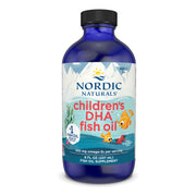 Nordic Naturals Children's DHA Strawberry Flavour Liquid 237ml bottle with cod liver oil.