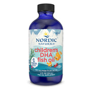 Nordic Naturals Children's DHA Strawberry Flavour Liquid 119ml bottle with cod liver oil.