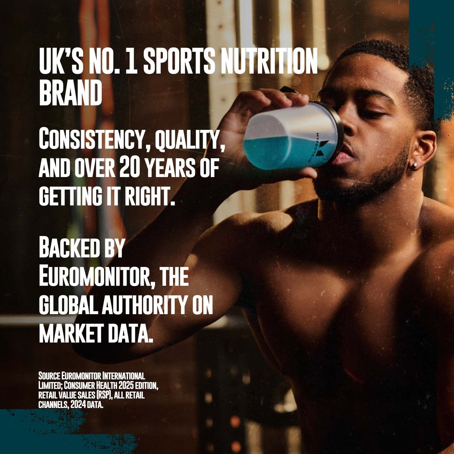 Protein shaker bottle filled with the mixed, translucent lemonade-coloured drink.