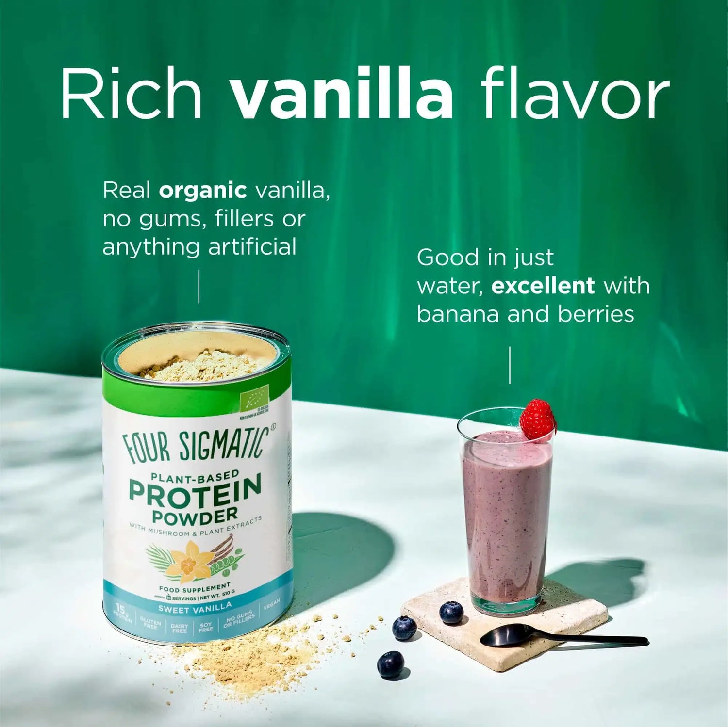 Four Sigmatic Plant-Based Protein Powder, Sweet Vanilla - 510g ...
