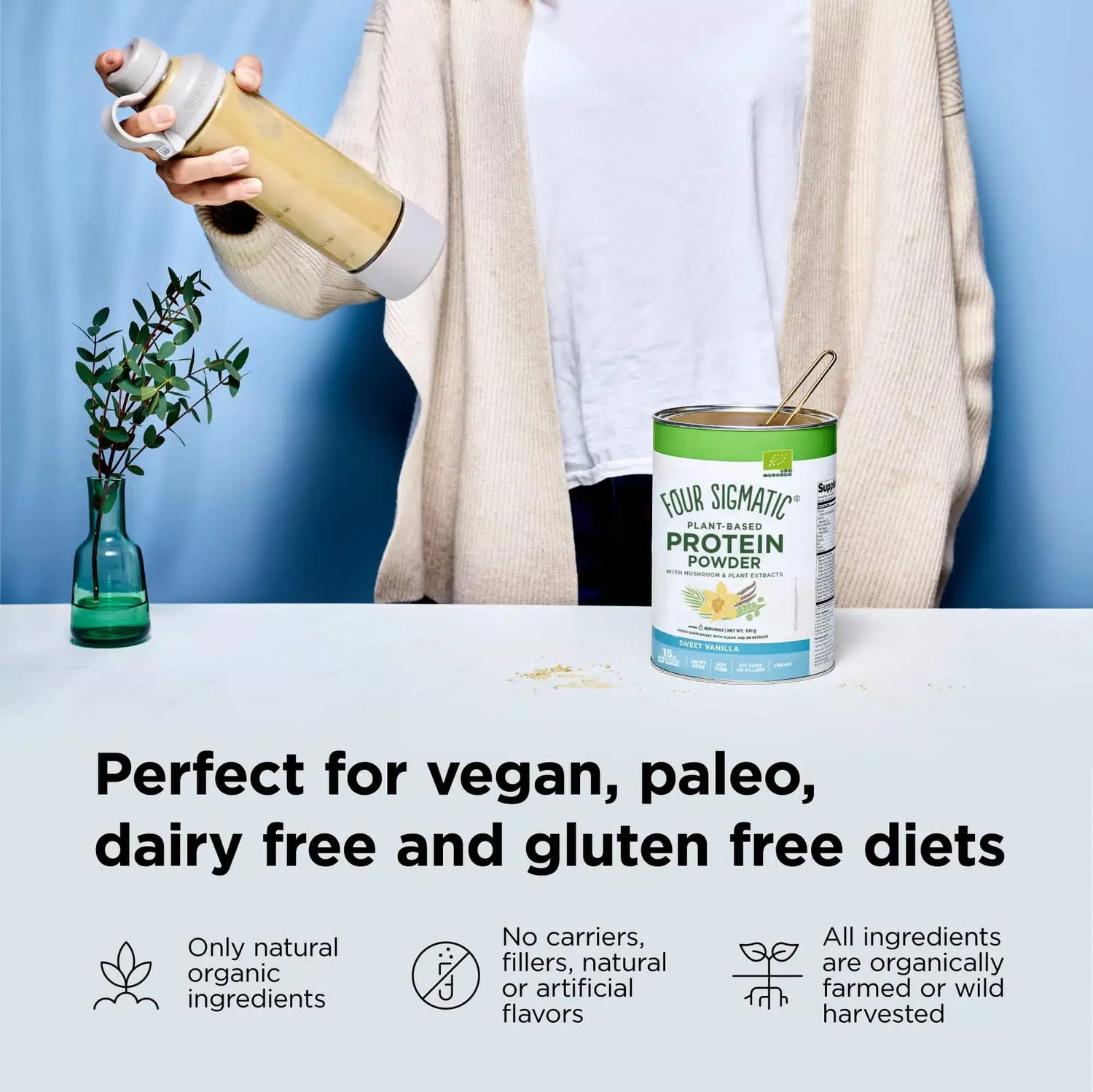 Four Sigmatic Plant-Based Protein Powder, Sweet Vanilla - 510g ...