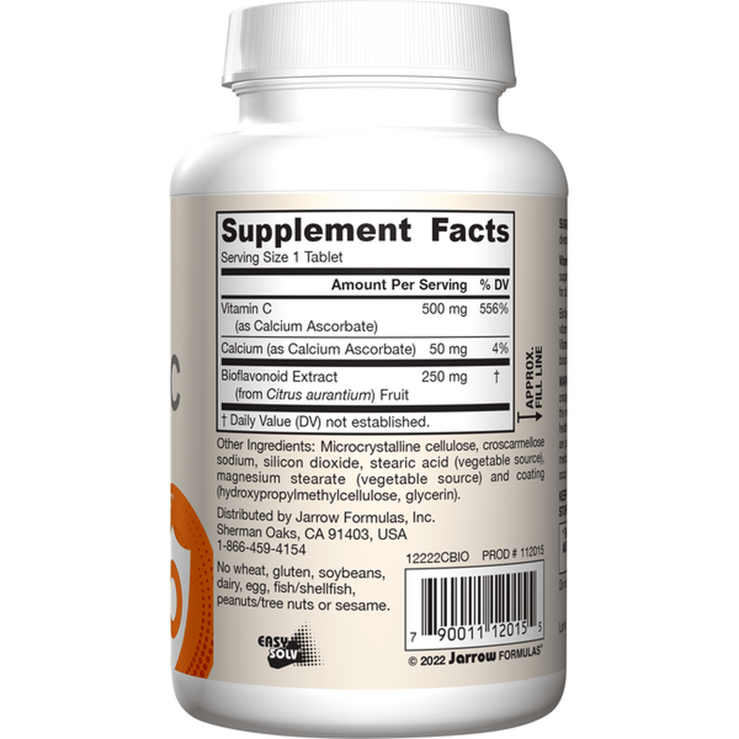Barcode Image: Jarrow Formulas Buffered Vitamin C 750mg tablets 100 count barcode packaging