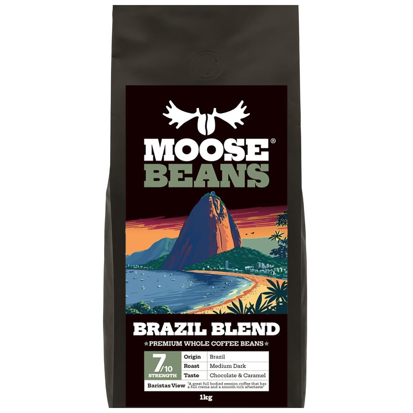 Moose Beans Brazil Blend whole coffee beans bag 1kg