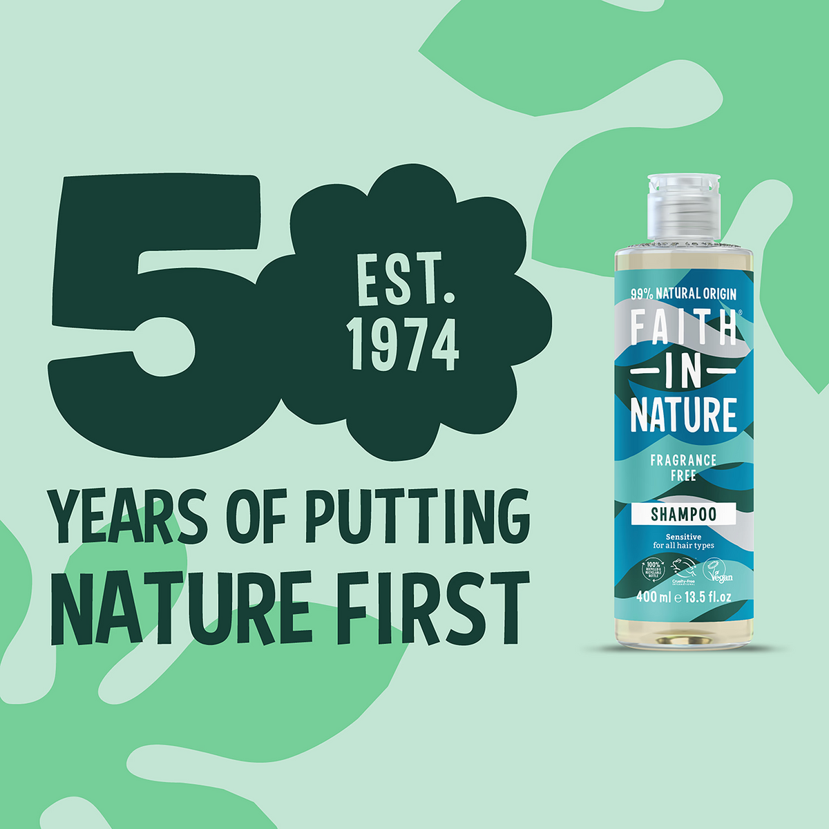 Faith In Nature Fragrance Free Sensitive Shampoo 400ml bottle product information