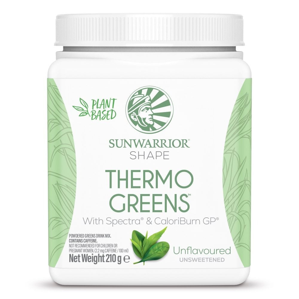 Sunwarrior Shape Thermo Greens unflavoured plant based greens powder tub 210g