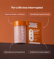 Jude Bladder Health Supplement, cardboard box and capsule packaging, no flavour, 60 capsules, daily supplement use