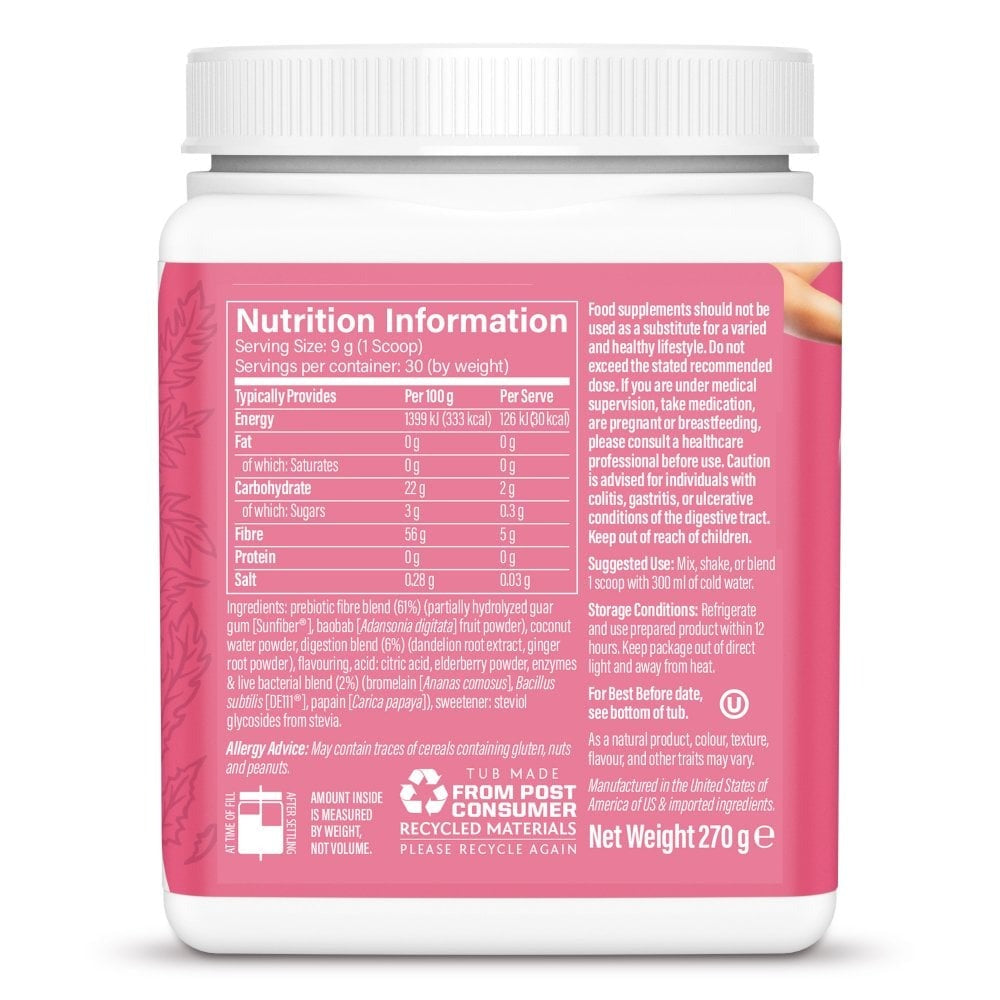 Sunwarrior Shape Digest Well Strawberry Cooler supplement facts ingredients powder tub 270g