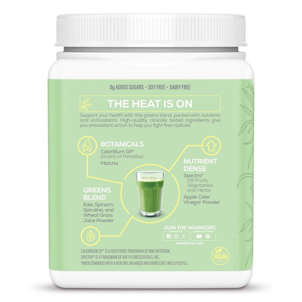Sunwarrior Shape Thermo Greens unflavoured powder drink mix preparation instructions tub 210g