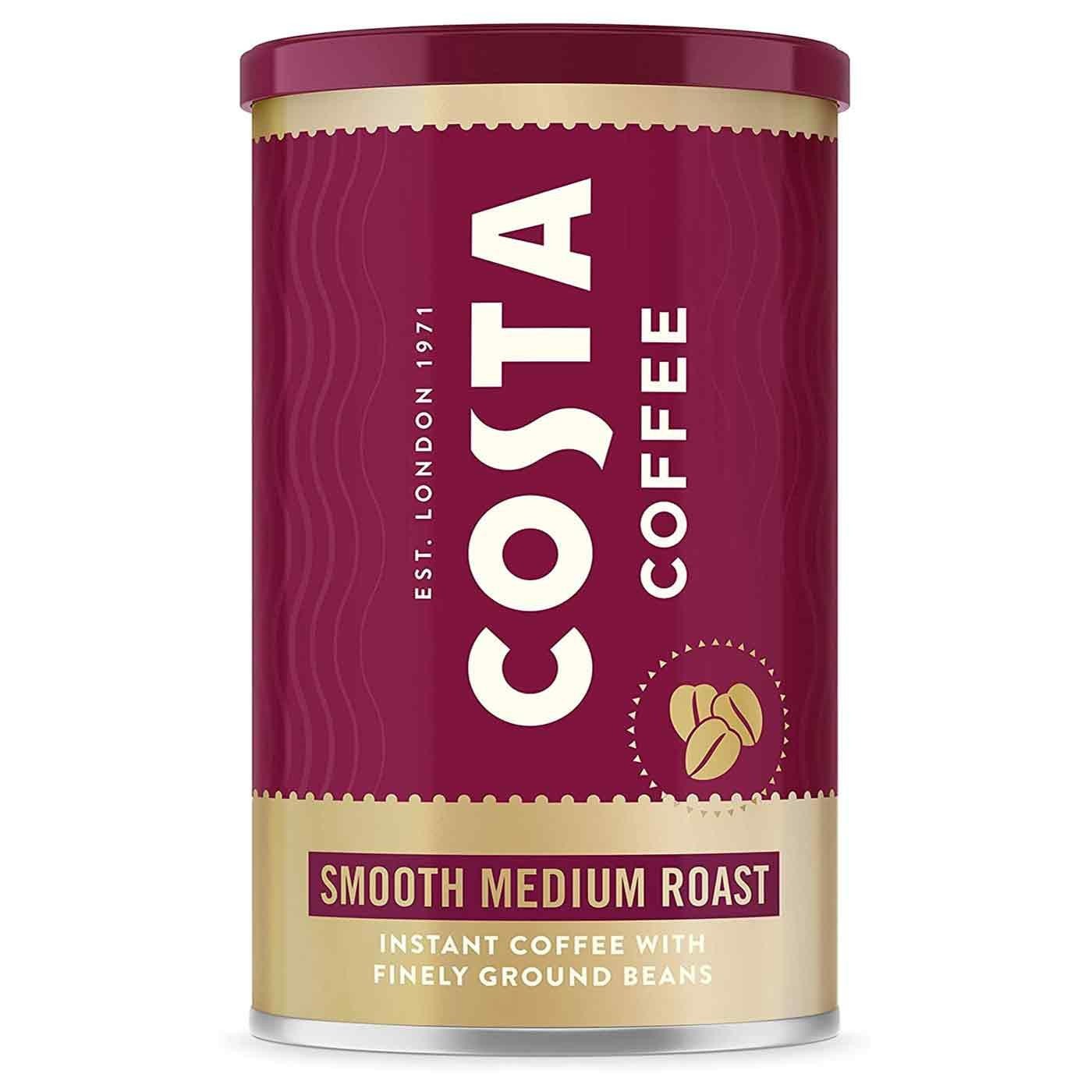 Costa Coffee Smooth Medium Roast instant coffee jar 100g packaging front