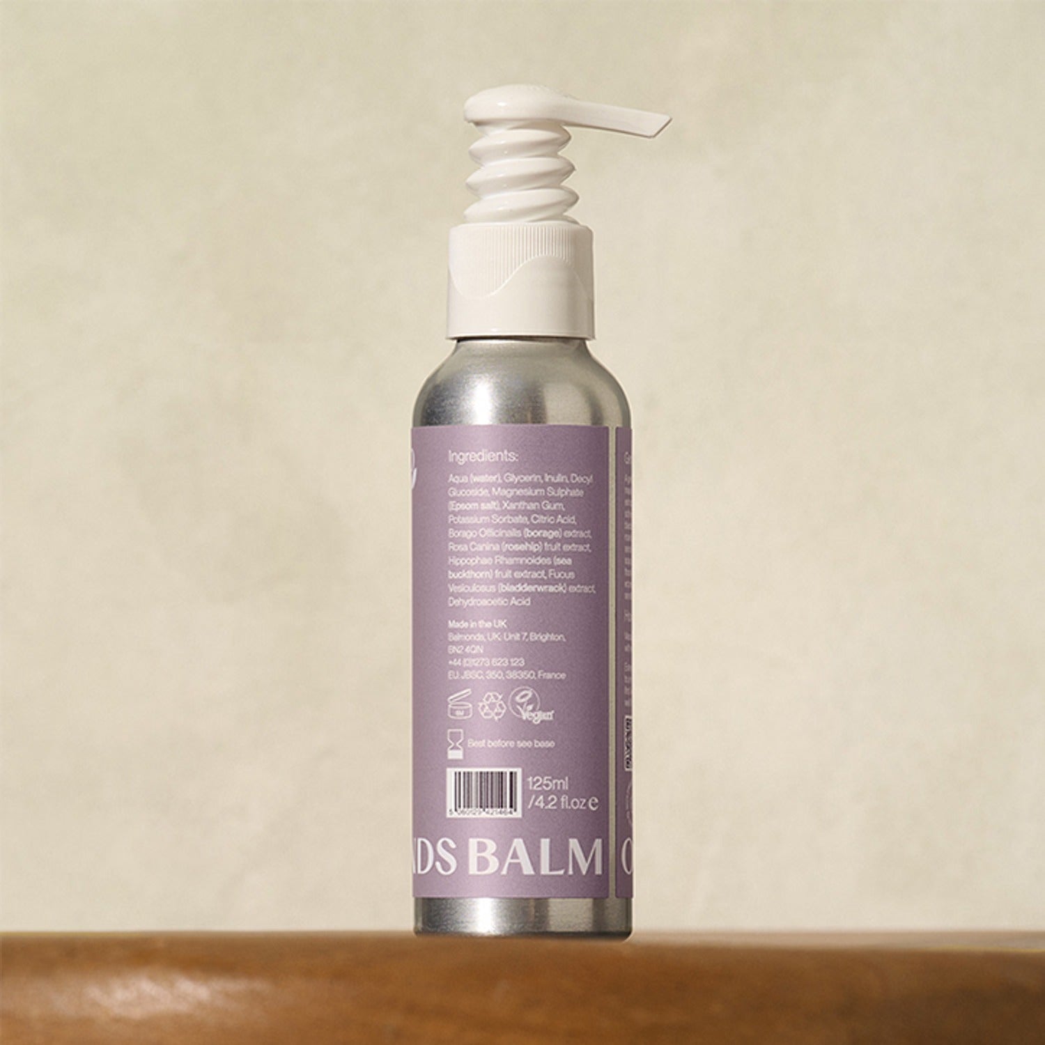 Supplement facts, ingredients & barcode image: Balmonds Gentle Face Wash 125ml ingredients inulin rosehip sea buckthorn extracts