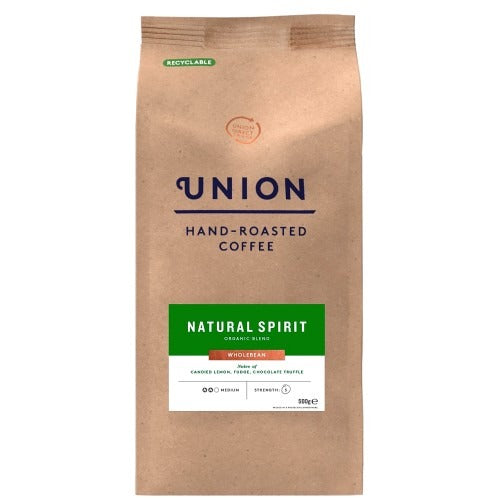 Union Natural Spirit Organic Blend Whole Bean Coffee bag 500g