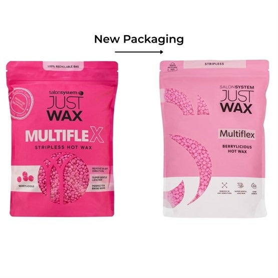 Salon System Just Wax Multiflex Berrylicious Hot Wax Beads 700g old & new packaging