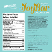No Sugar Company JoyBar Chocolate Peanut Butter Collagen Bar nutrition and ingredient information 12x40g