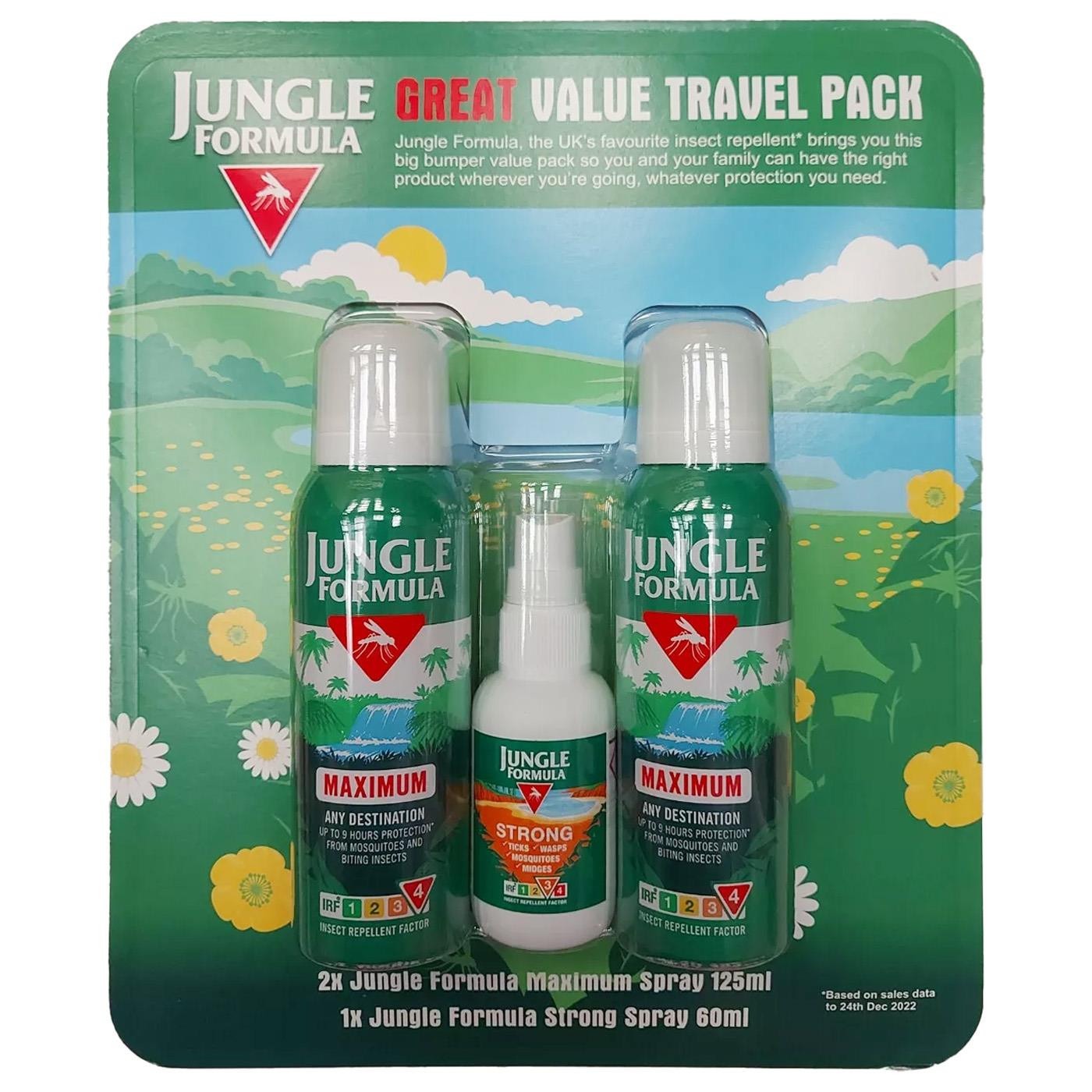 Jungle Formula insect repellent spray pack 2 x 125ml aerosol and 60ml pump bottle