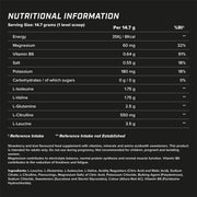 Supplement facts & ingredients image: XTEND Original BCAA Powder Strawberry Kiwi supplement facts ingredients tub powder 441g 30 servings