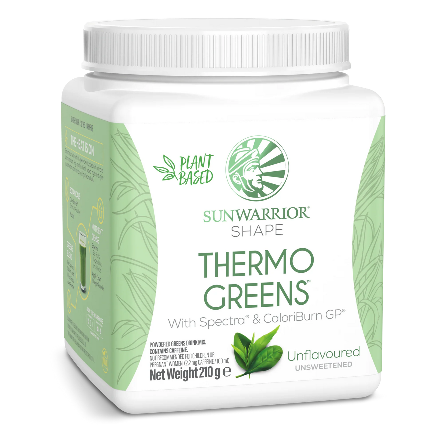 Sunwarrior Shape Thermo Greens unflavoured plant based greens powder tub 210g