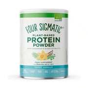 Four Sigmatic plant-based protein powder can on a white background