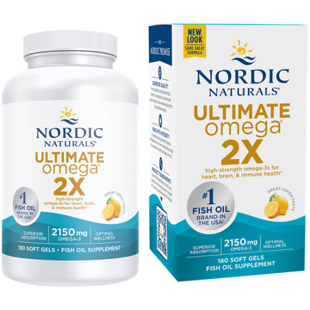Nordic Naturals Ultimate Omega 2X 2150mg Lemon 180 Soft Gels Pack of 2