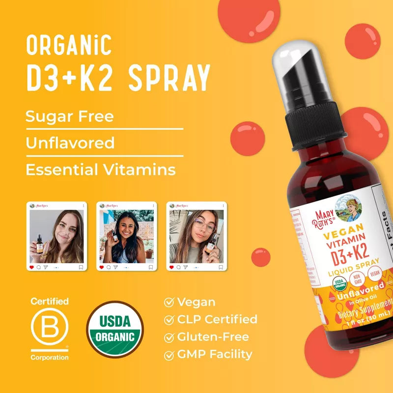 MaryRuth's Vitamin D3 K2 Spray Unflavored 30ml