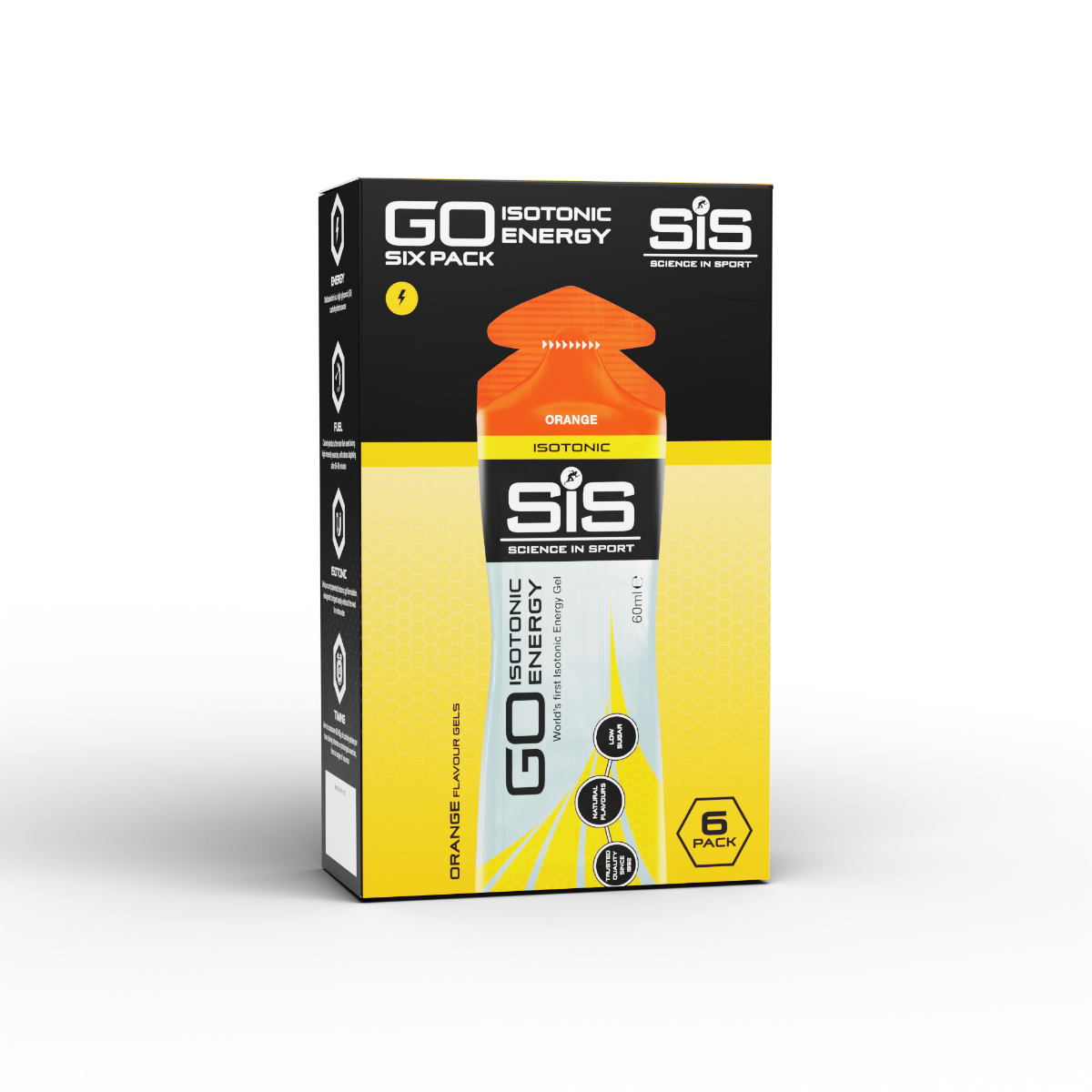 SIS Science in Sport GO Isotonic Energy Gel Orange, 6-pack box.
