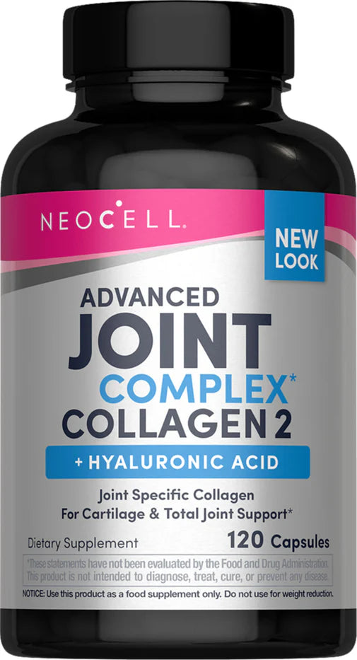 NeoCell Joint Complex 120 capsules bottle with Type 2 Collagen and Hyaluronic Acid supplement.