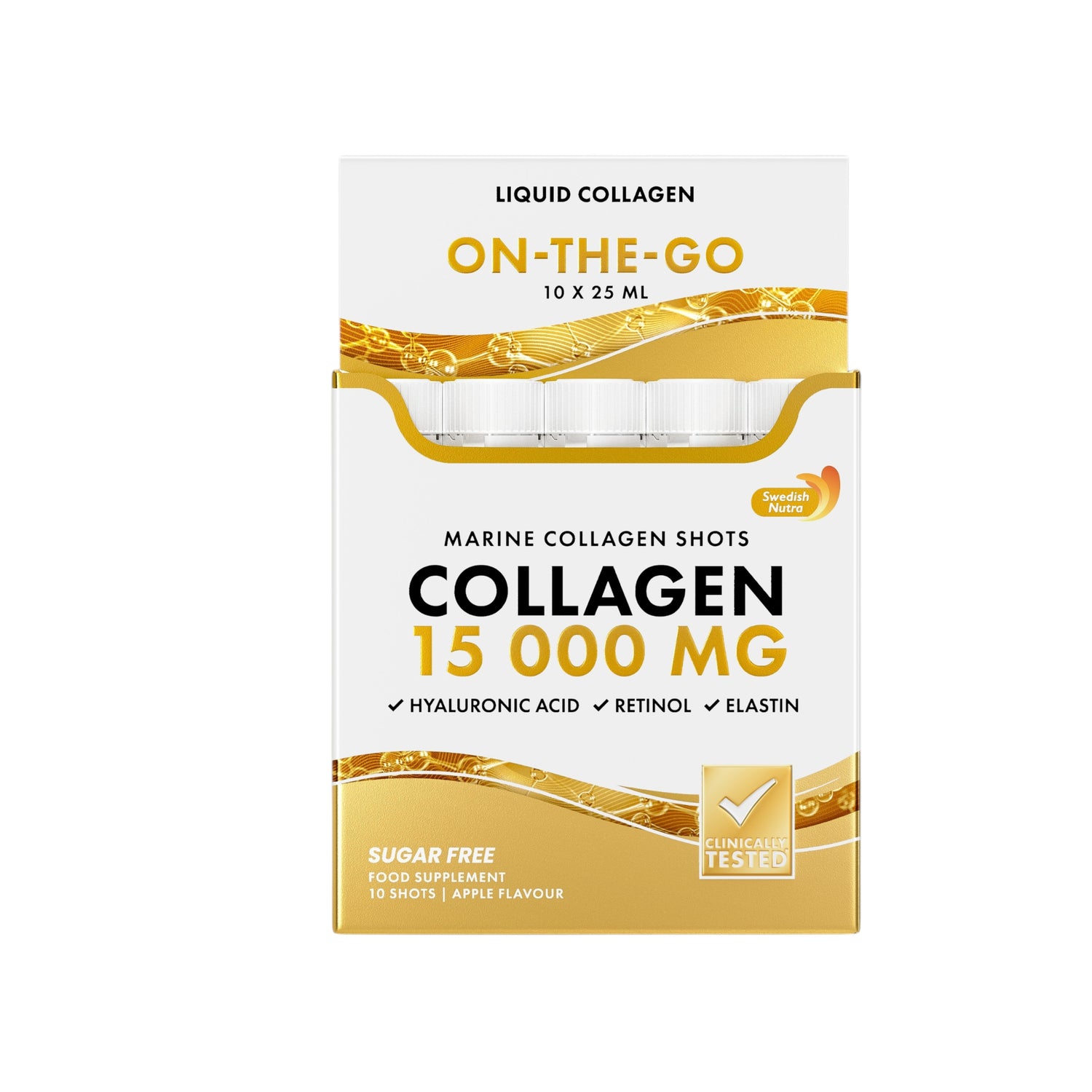 Swedish Nutra Marine Collagen 15000mg Shots Apple 10 x 25ml Pack of 2