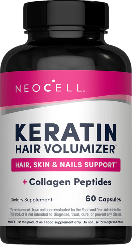 NeoCell Keratin & Collagen Capsules bottle for hair and skin support.