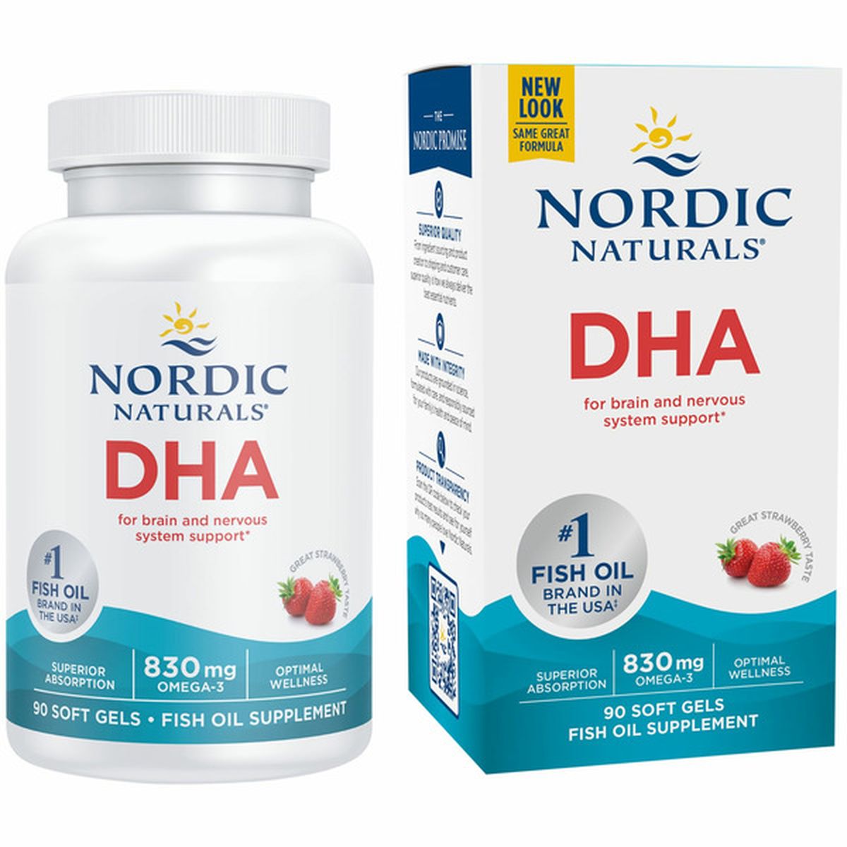 Nordic Naturals DHA Omega-3 830mg Strawberry 90 Soft Gels Pack of 2
