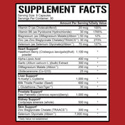 Supplement facts panel for 5% Nutrition support complex showing ingredient list.