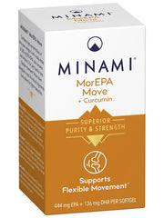 Minami MorEPA Move Plus supplement box with Omega-3 and Curcumin Meriva®, 60 softgels.