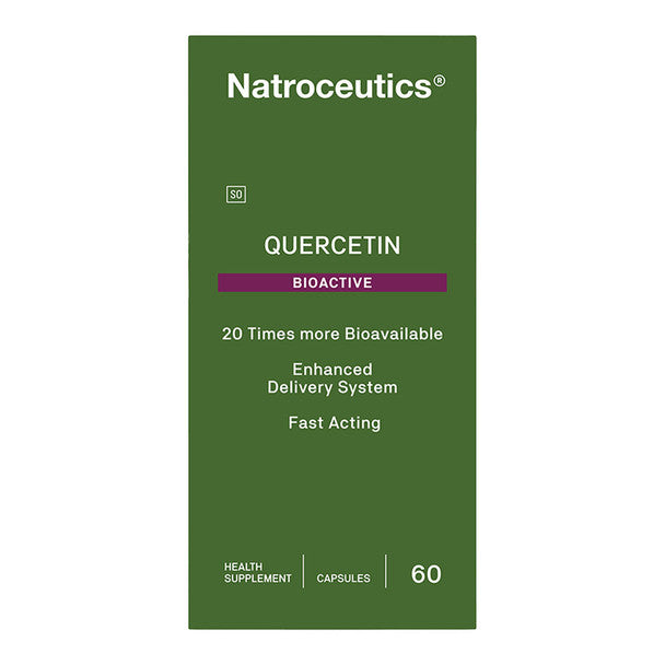 Front: Natroceutics Quercetin Bioactive  box, 60 vegan capsules with Quercefit™, on white background.