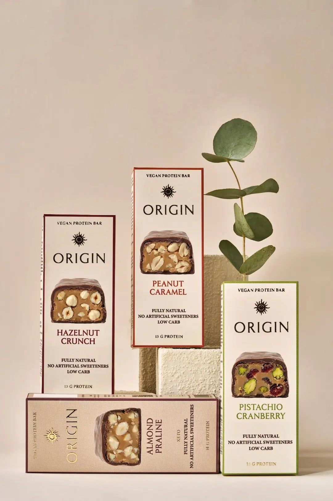 Origin Peanut Caramel Vegan Protein Bar 45g & other variants