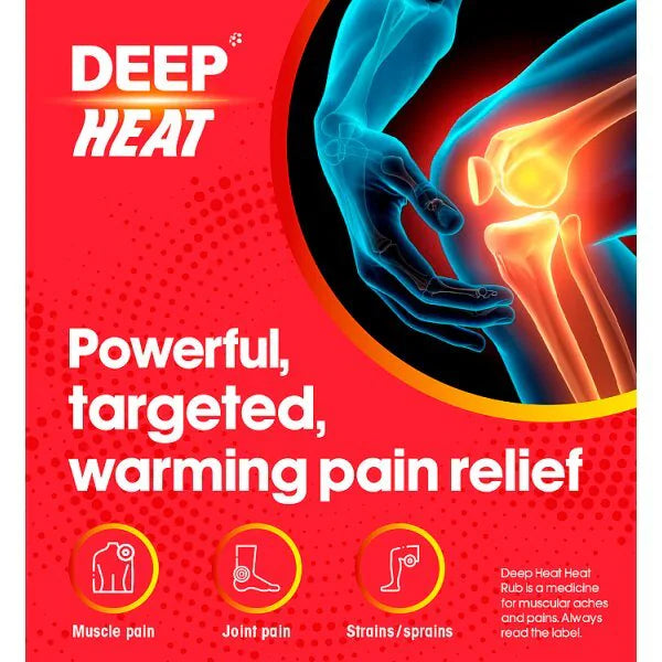 Deep Heat Heat Rub Cream tube packaging warming cream 35g topical application lifestyle image