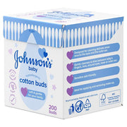 Johnson's Baby Cotton Buds 200 count pure cotton buds side view box packaging