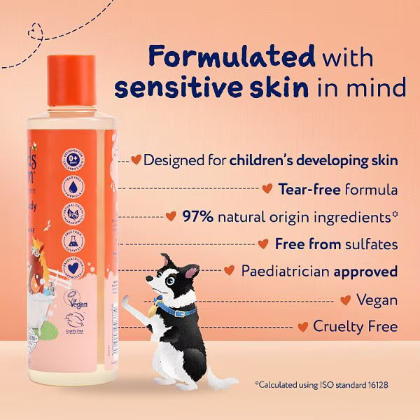 Childs Farm Hair & Body Wash, plastic bottle packaging, Sweet Orange fragrance, 250ml, ingredients information