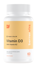 Load image into Gallery viewer, BetterVits Vitamin D3 &amp; K2 60 capsules
