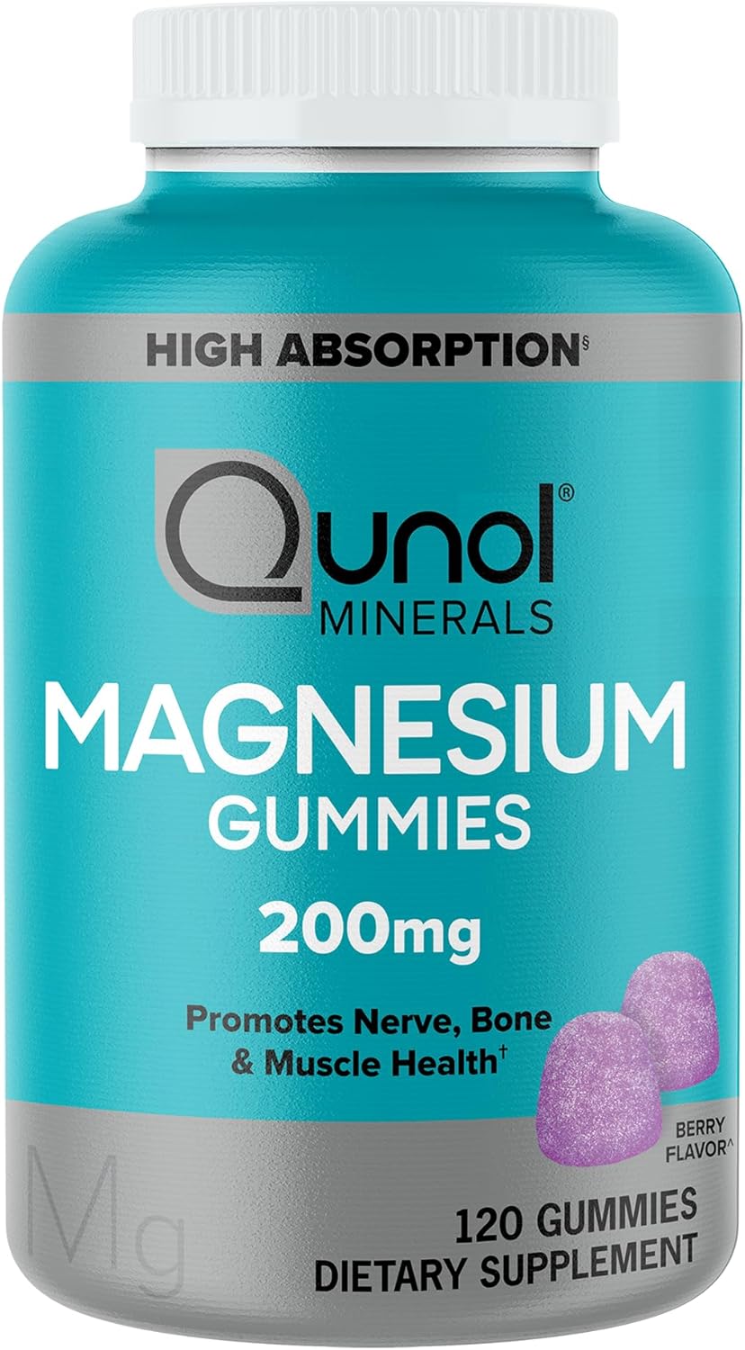 Qunol Magnesium Gummies – 200 mg Berry Flavor (60 Gummies)