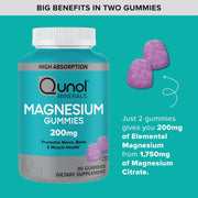 Qunol Magnesium Gummies – 200 mg Berry Flavor (60 Gummies)