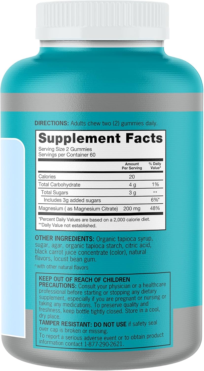 Qunol Magnesium Gummies – 200 mg Berry Flavor (60 Gummies)